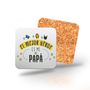 Posavasos de madera cuadrado, Día del padre, el mejor héroe es mi papá