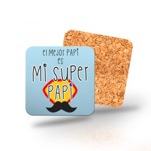 Posavasos de madera cuadrado, Día del padre, mi super papi