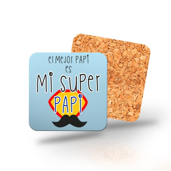 Posavasos de madera cuadrado, Día del padre, mi super papi