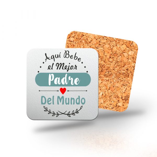 Posavasos de madera cuadrado, Día del padre, aquí bebe el mejor padre