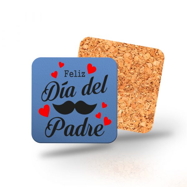 Posavasos de madera cuadrado, Día del padre, Feliz día del padre, bigote