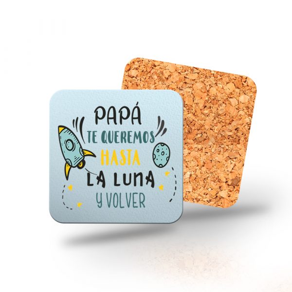 Posavasos de madera cuadrado, Día del padre, hasta la luna