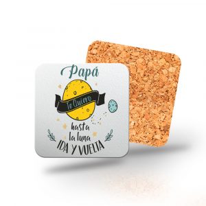 Posavasos de madera cuadrado, Día del padre, hasta la luna ida y vuelta