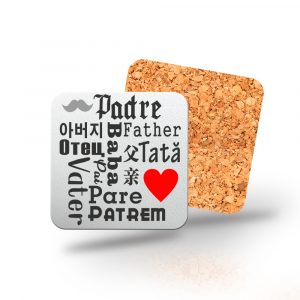 Posavasos de madera cuadrado, Día del padre, Padre, idiomas