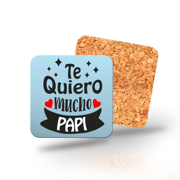 Posavasos de madera cuadrado, Día del padre, te quiero mucho papi