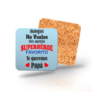 Posavasos de madera cuadrado, Día del padre, mi superhéroe favorito
