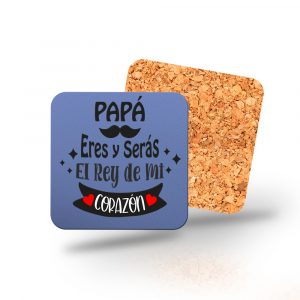 Posavasos de madera cuadrado, Día del padre, el rey de mi corazón, letras negras