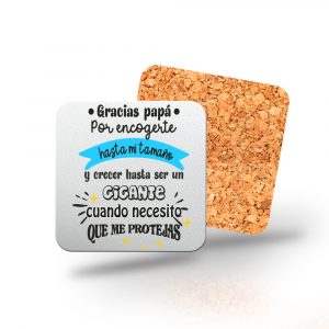 Posavasos de madera cuadrado, Día del padre, gracias papá, letras negras