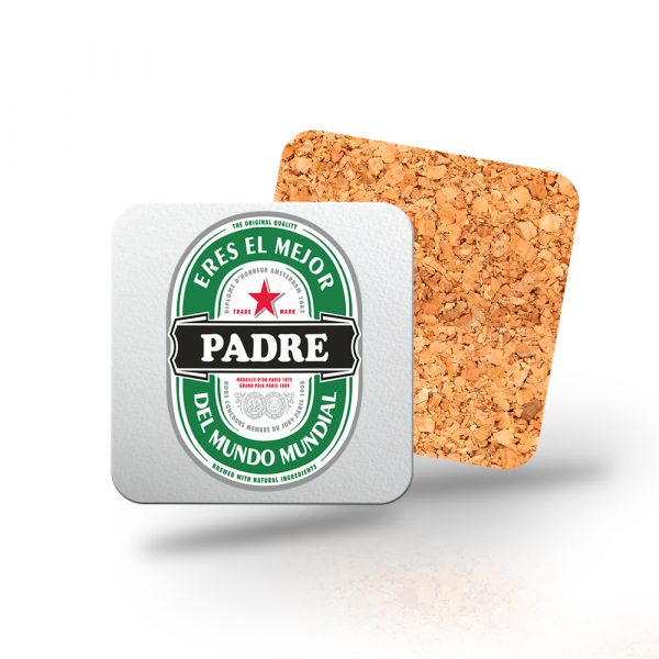 Posavasos de madera cuadrado, Día del padre, eres el mejor, cerveza