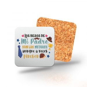 Posavasos de madera cuadrado, Día del padre, los besos de mi padre