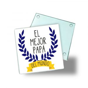 Posavasos de cristal para papá, el mejor papá del mundo, corona flores