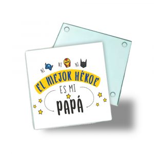 Posavasos de cristal para papá, el mejor héroe es mi papá