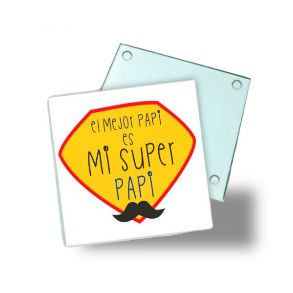 Posavasos de cristal para papá, mi super papi