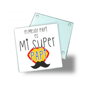 Posavasos de cristal para papá, el mejor papi, mi super papi