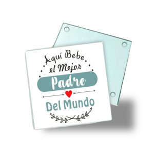 Posavasos de cristal para papá, aquí bebe el mejor padre del mundo