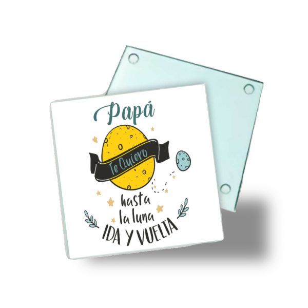 Posavasos de cristal para papá, hasta la luna ida y vuelta