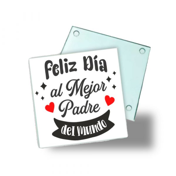 Posavasos de cristal para papá, feliz día al mejor padre del mundo