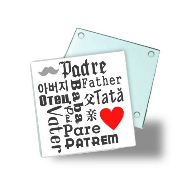 Posavasos de cristal para papá, PADRE, diferentes idiomas