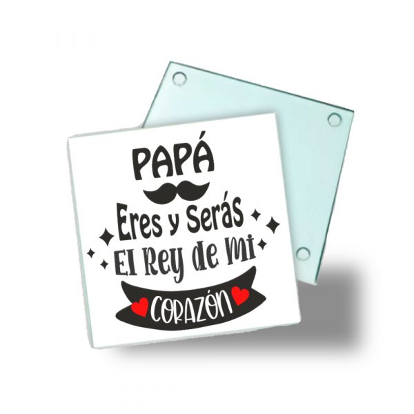 Posavasos de cristal para papá, el rey de mi corazón