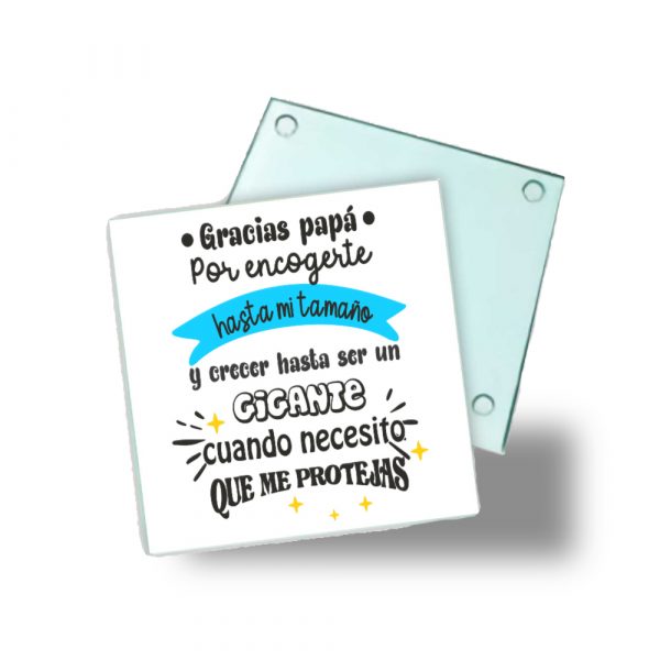 Posavasos de cristal para papá, gracias papá