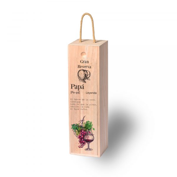 Caja de madera para vino, día del padre, PAPÁ