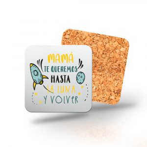 Posavasos de madera cuadrado, Día de la madre, hasta la luna