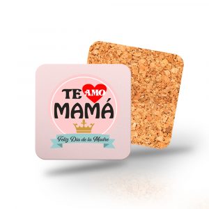 Posavasos de madera cuadrado, Día de la madre, te amo mamá