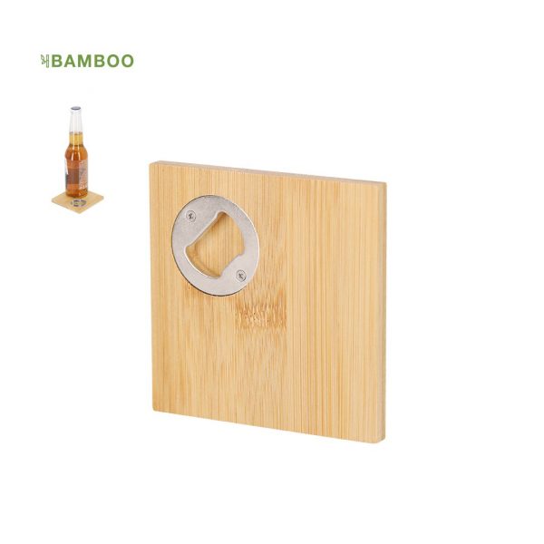 Posavasos de bambú con abridor, ref: 20810