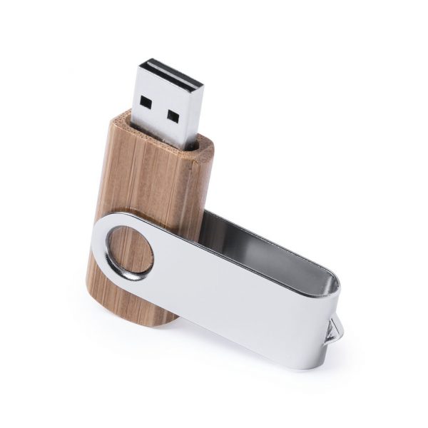 Memoria USB Pendrive de bambú carcasa metal 16GB, Ref.: 6229