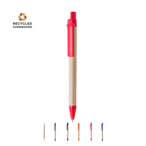 Boligrafo de cuerpo de cartón reciclado kraft varios colores ref: 9696