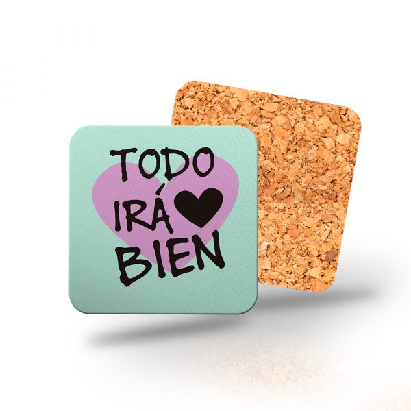 Posavasos de madera cuadrado, todo irá bien