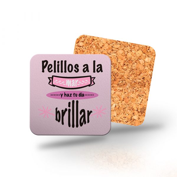 Posavasos de madera cuadrado, pelillos a la mar