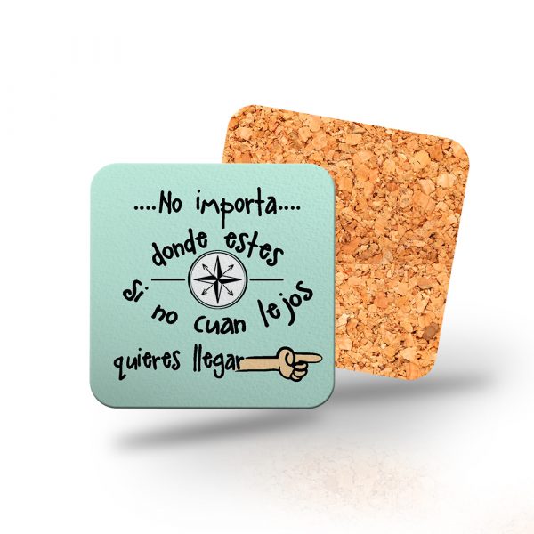 Posavasos de madera cuadrado, no importa dónde estés