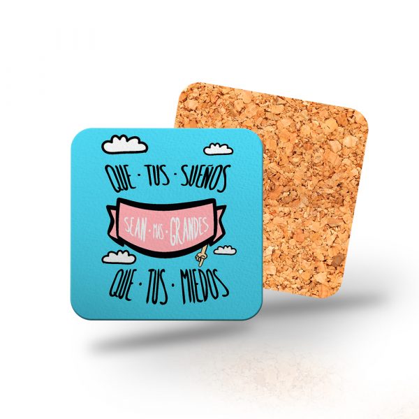 Posavasos de madera cuadrado, que tus sueños sean más grandes que tus miedos