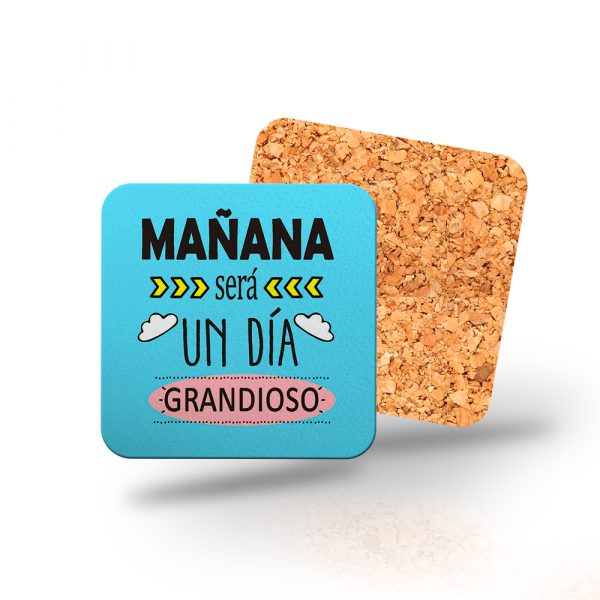 Posavasos de madera cuadrado, será un día grandioso