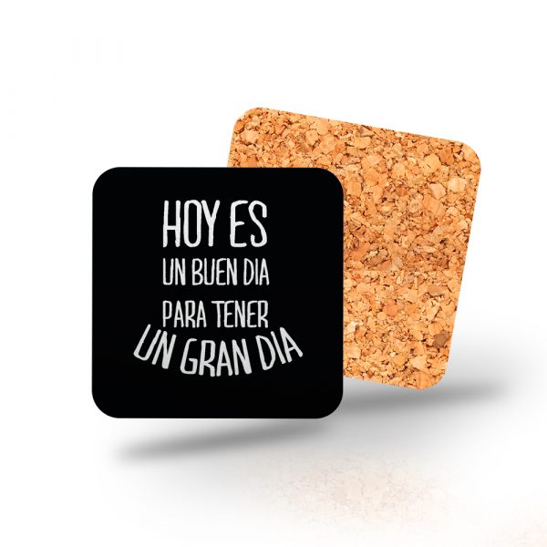 Posavasos de madera cuadrado, un gran día