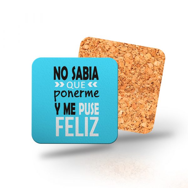 Posavasos de madera cuadrado, me puse feliz