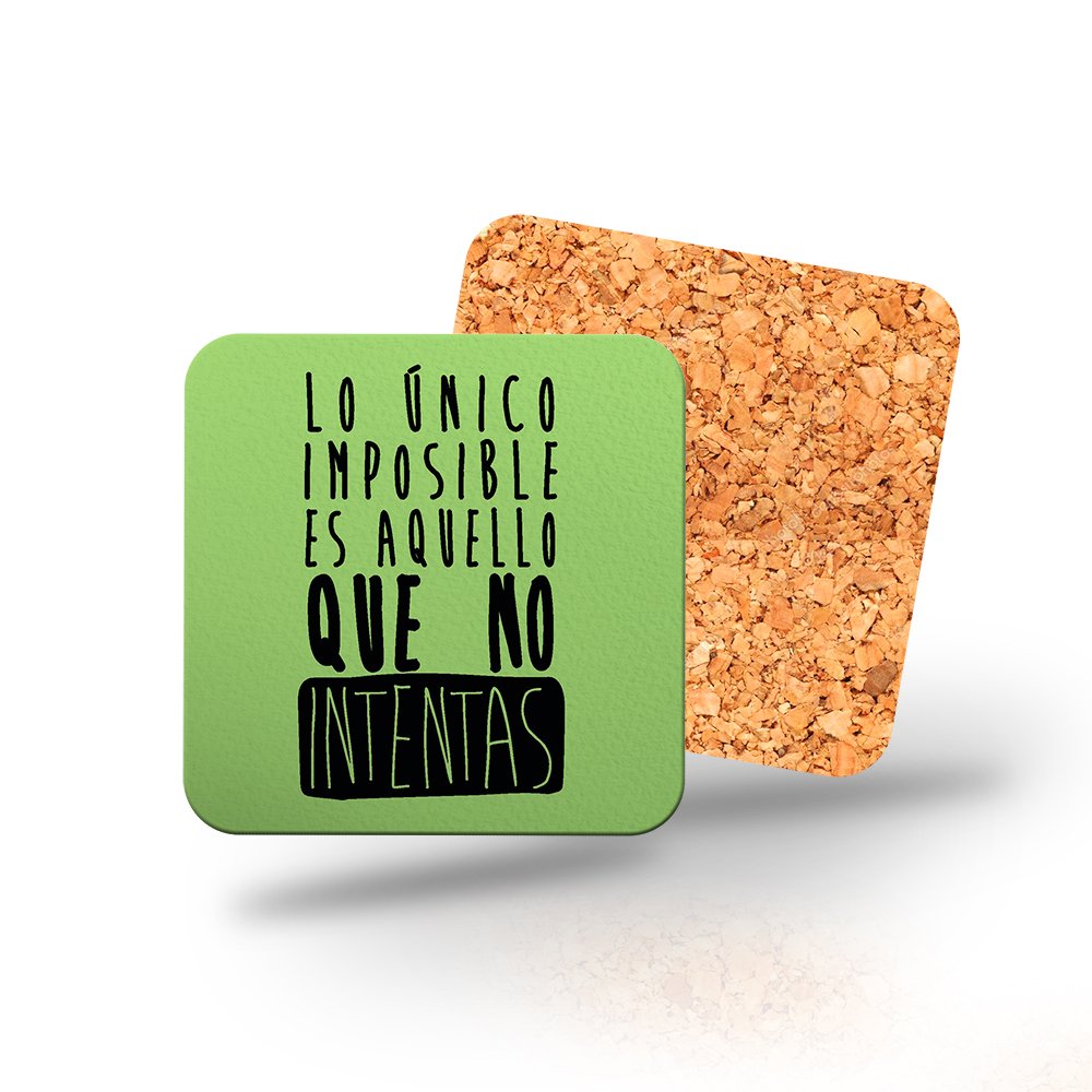 Posavasos de madera cuadrado, lo único imposible es aquello que no intentas