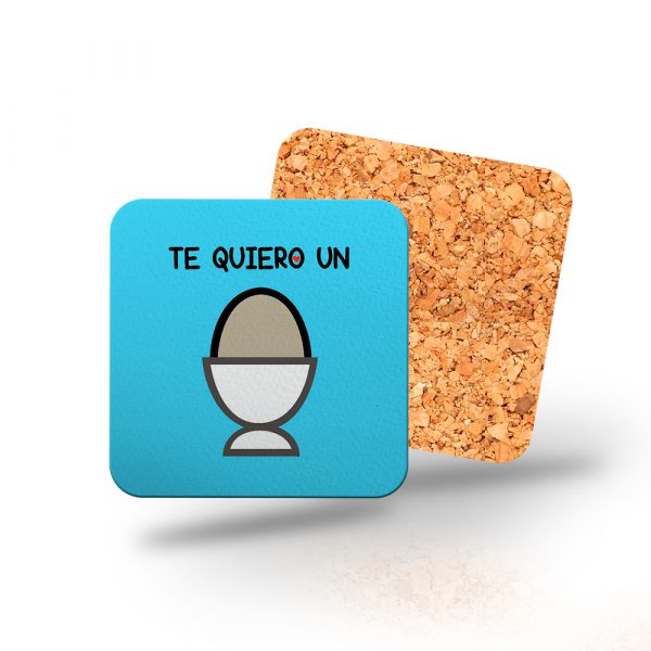 Posavasos de madera cuadrado, te quiero un huevo
