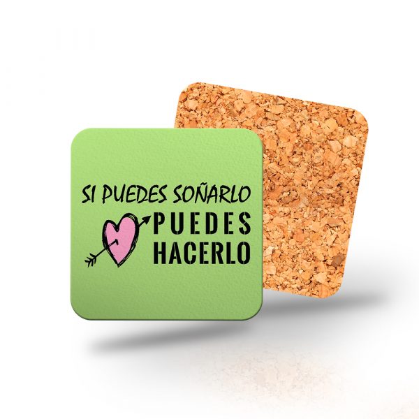 Posavasos de madera cuadrado, si puedes soñarlo puedes hacerlo