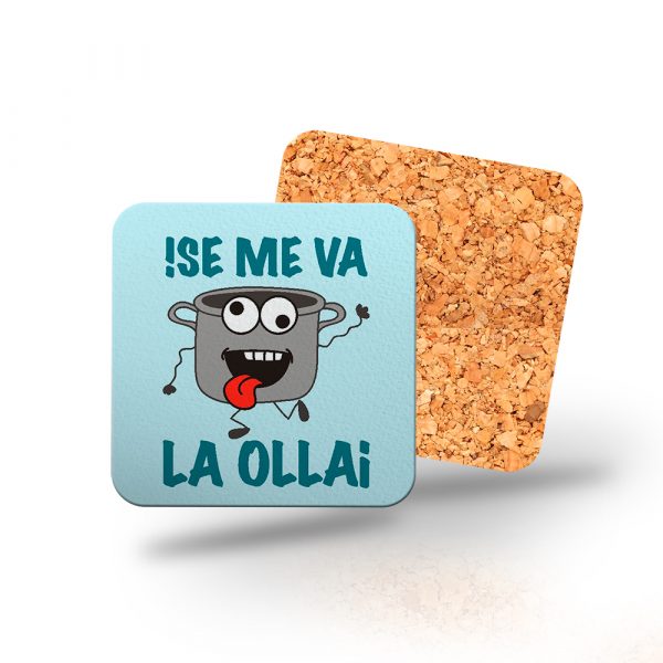 Posavasos de madera cuadrado, se me va la olla