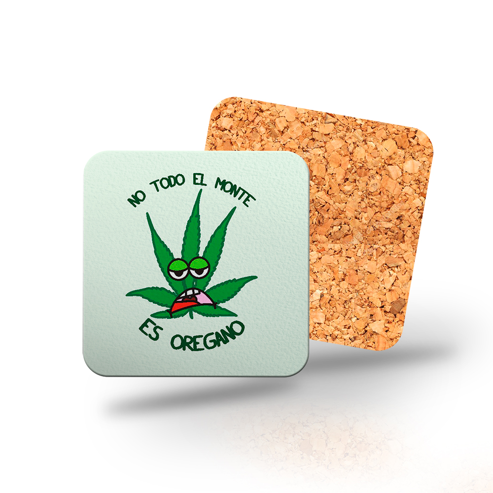 Posavasos de madera cuadrado, no todo el monte es orégano