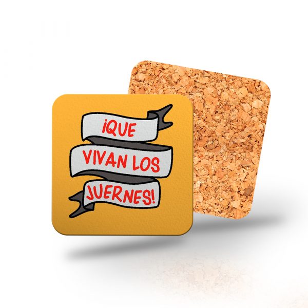 Posavasos de madera cuadrado, que vivan los juernes