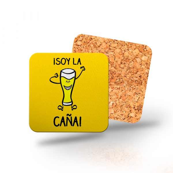 Posavasos de madera cuadrado, soy la caña