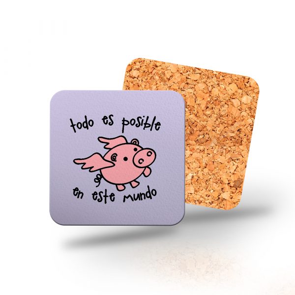 Posavasos de madera cuadrado, todo es posible en este mundo