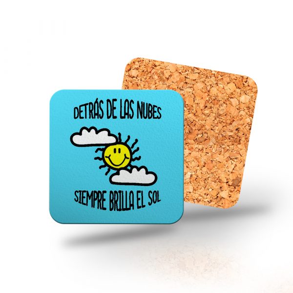 Posavasos de madera cuadrado, siempre brilla el sol