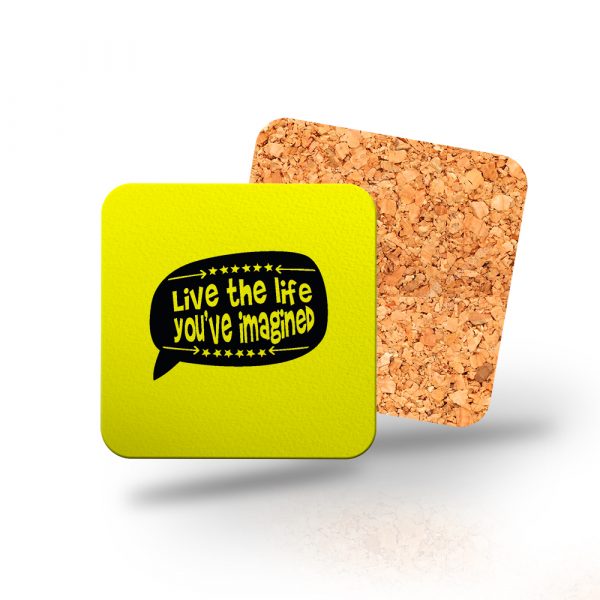Posavasos de madera cuadrado, live the life