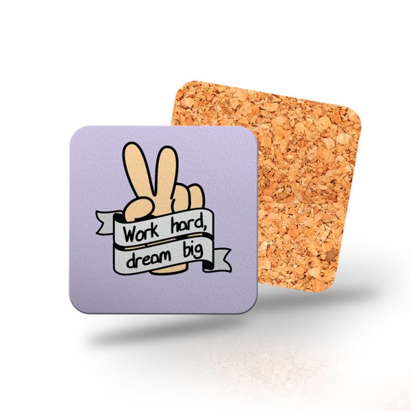 Posavasos de madera cuadrado, dream big