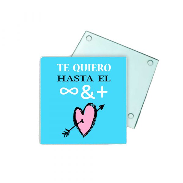 Posavasos de cristal, te quiero hasta el infinito y más