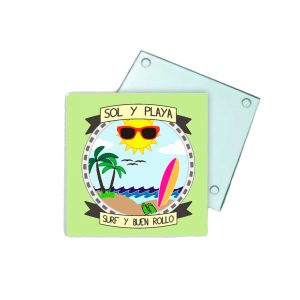 Posavasos de cristal, sol y playa